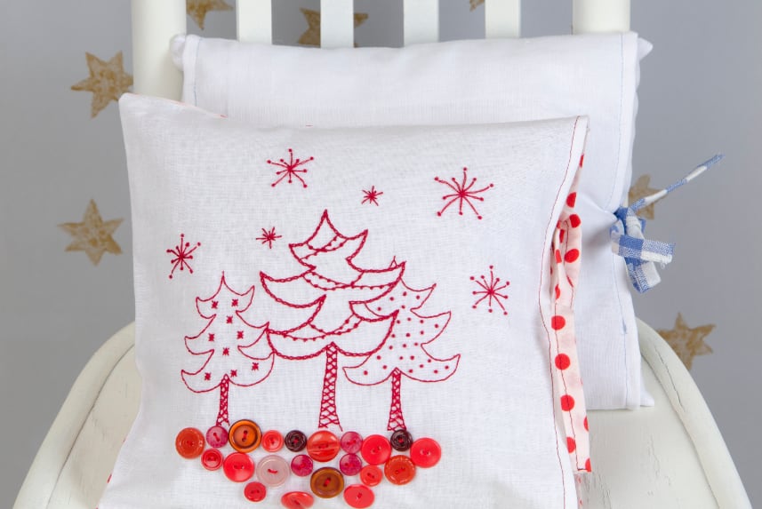 Small holiday-themed pillow.